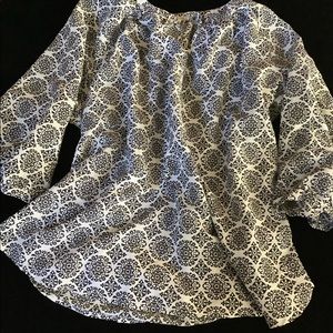 Anne Carson Black & White Polyester Blouse 3X